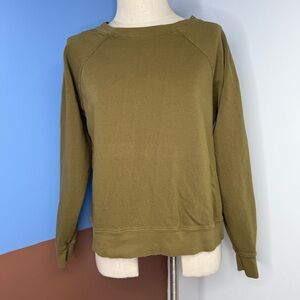 MATE the Label Organic Lightweight‎ Terry Raglan Sweatshirt Olive Green Medium